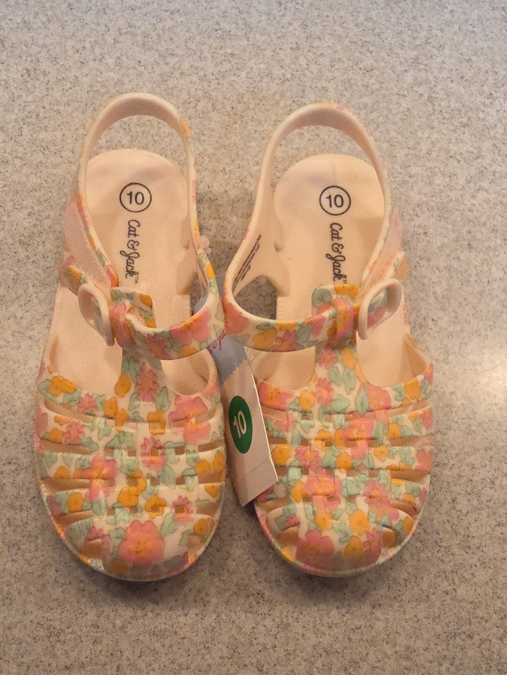 Cat & Jack Pastel Floral Jelly Sandals in Pink and Yellow